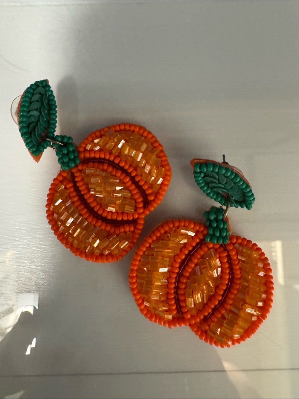 Halloween Beaded Pumpkin Earrings - Women Jewelry